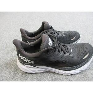 Hoka One One Clifton 8 Running Shoes Womens Size 8.5 Black White Cushioned